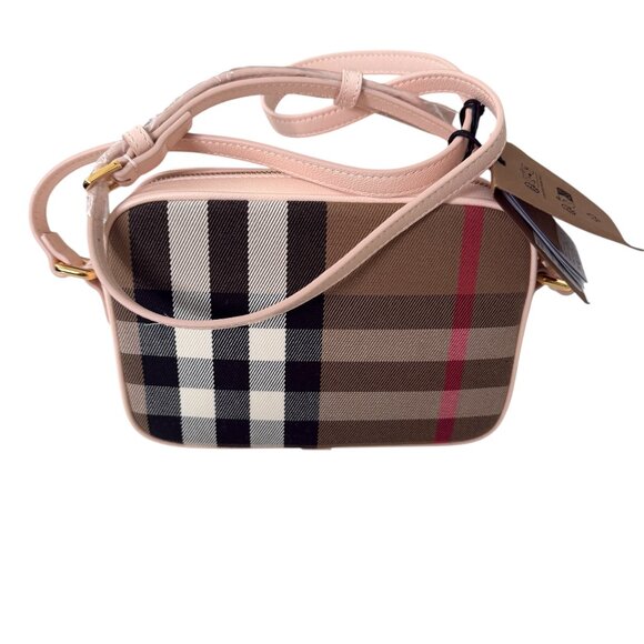 Burberry Small Camera Bag, Pale Cameo, House check leather and fabric, 80850771 - Picture 1 of 16